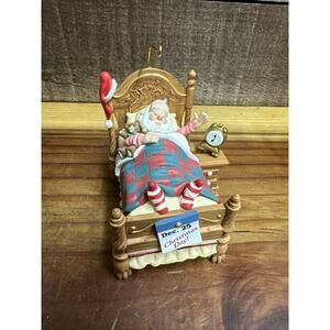 2001 Snoozing Santa Hallmark Ornament Wind Up Alarm Clock-Works